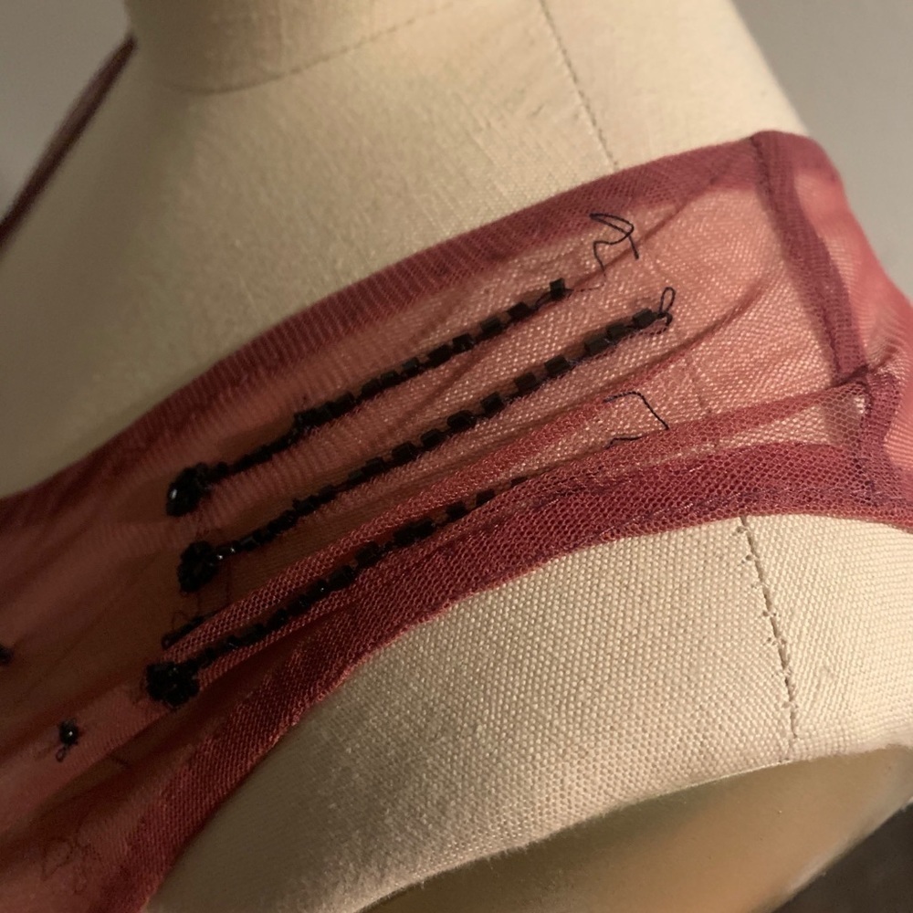 Free People Mess Beaded Sheer Slip Rose​​​​​​​​​​ - Picture 6 of 8